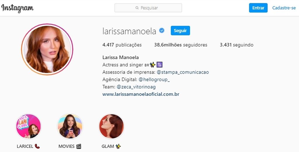 Instagram Larissa Manoela